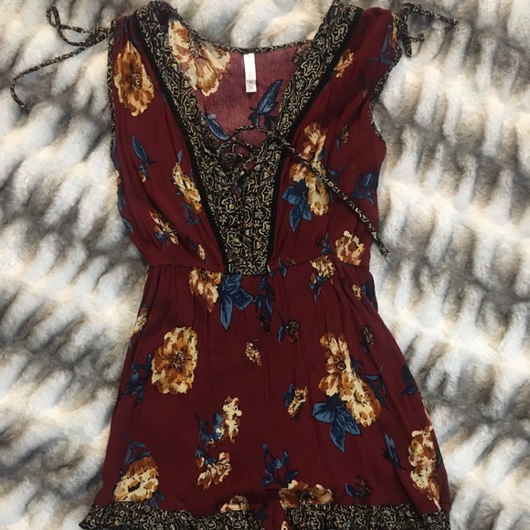 Xhilaration Dresses & Skirts - Wine Floral Romper